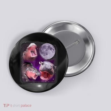 Moo Deng Bouncy Pig In Thai Picture Howling Under The Moon Button