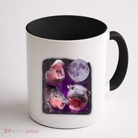 Moo Deng Bouncy Pig In Thai Picture Howling Under The Moon Coffee Mug thumb 1