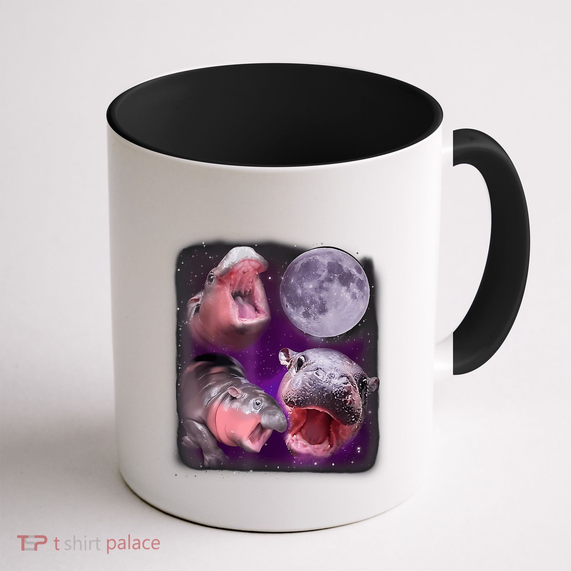 Moo Deng Bouncy Pig In Thai Picture Howling Under The Moon Coffee Mug