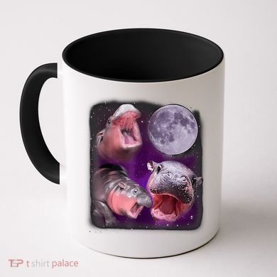 Moo Deng Bouncy Pig In Thai Picture Howling Under The Moon Coffee Mug