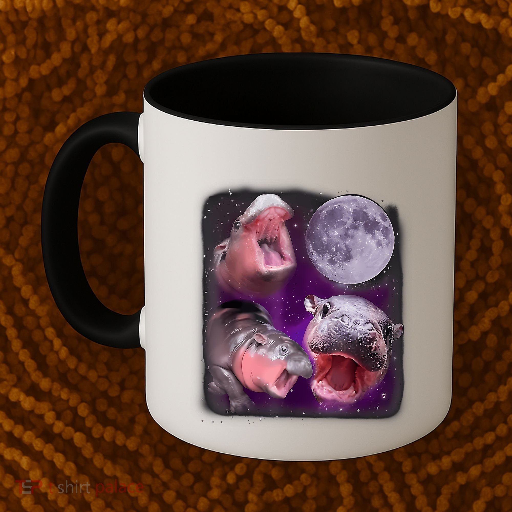 Moo Deng Bouncy Pig In Thai Picture Howling Under The Moon Coffee Mug