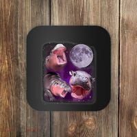 Moo Deng Bouncy Pig In Thai Picture Howling Under The Moon Coaster thumb 0