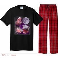Moo Deng Bouncy Pig In Thai Picture Howling Under The Moon Pajama Set thumb 0