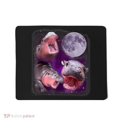 Moo Deng Bouncy Pig In Thai Picture Howling Under The Moon Mousepad