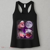 Moo Deng Bouncy Pig In Thai Picture Howling Under The Moon Women's Tank Top thumb 3