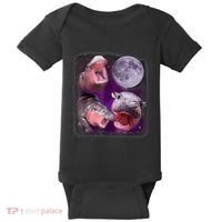 Moo Deng Bouncy Pig In Thai Picture Howling Under The Moon Baby Bodysuit thumb 0