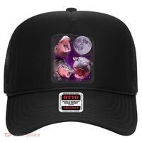 Moo Deng Bouncy Pig In Thai Picture Howling Under The Moon Hat thumb 0