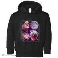 Moo Deng Bouncy Pig In Thai Picture Howling Under The Moon Toddler Hoodie thumb 0
