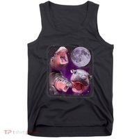 Moo Deng Bouncy Pig In Thai Picture Howling Under The Moon Tank Top thumb 0