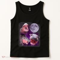 Moo Deng Bouncy Pig In Thai Picture Howling Under The Moon Tank Top thumb 2