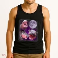 Moo Deng Bouncy Pig In Thai Picture Howling Under The Moon Tank Top thumb 3