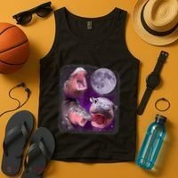 Moo Deng Bouncy Pig In Thai Picture Howling Under The Moon Tank Top thumb 4