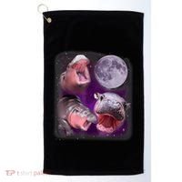 Moo Deng Bouncy Pig In Thai Picture Howling Under The Moon Golf Towel thumb 0