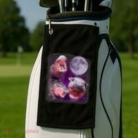 Moo Deng Bouncy Pig In Thai Picture Howling Under The Moon Golf Towel thumb 2