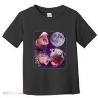Moo Deng Bouncy Pig In Thai Picture Howling Under The Moon Toddler T-Shirt thumb 0