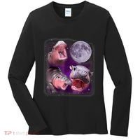 Moo Deng Bouncy Pig In Thai Picture Howling Under The Moon Women's Long Sleeve Shirt thumb 0