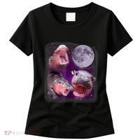 Moo Deng Bouncy Pig In Thai Picture Howling Under The Moon Women's T-Shirt thumb 0