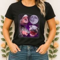 Moo Deng Bouncy Pig In Thai Picture Howling Under The Moon Women's T-Shirt thumb 2