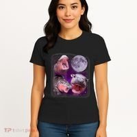 Moo Deng Bouncy Pig In Thai Picture Howling Under The Moon Women's T-Shirt thumb 4