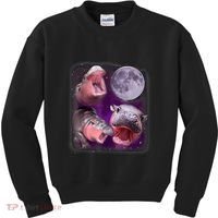 Moo Deng Bouncy Pig In Thai Picture Howling Under The Moon Kids Sweatshirt thumb 0