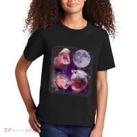 Moo Deng Bouncy Pig In Thai Picture Howling Under The Moon Kids T-Shirt thumb 2