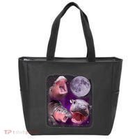 Moo Deng Bouncy Pig In Thai Picture Howling Under The Moon Tote Bag thumb 0