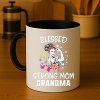 MotherS Day Blessed Strong Mom Grandma Strong Women Gift Coffee Mug thumb 4