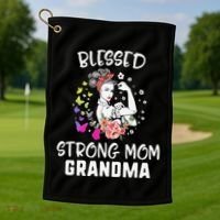 MotherS Day Blessed Strong Mom Grandma Strong Women Gift Golf Towel thumb 1