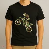Motocross Dirt Bike Racing Camo Camouflage T-Shirt thumb 3