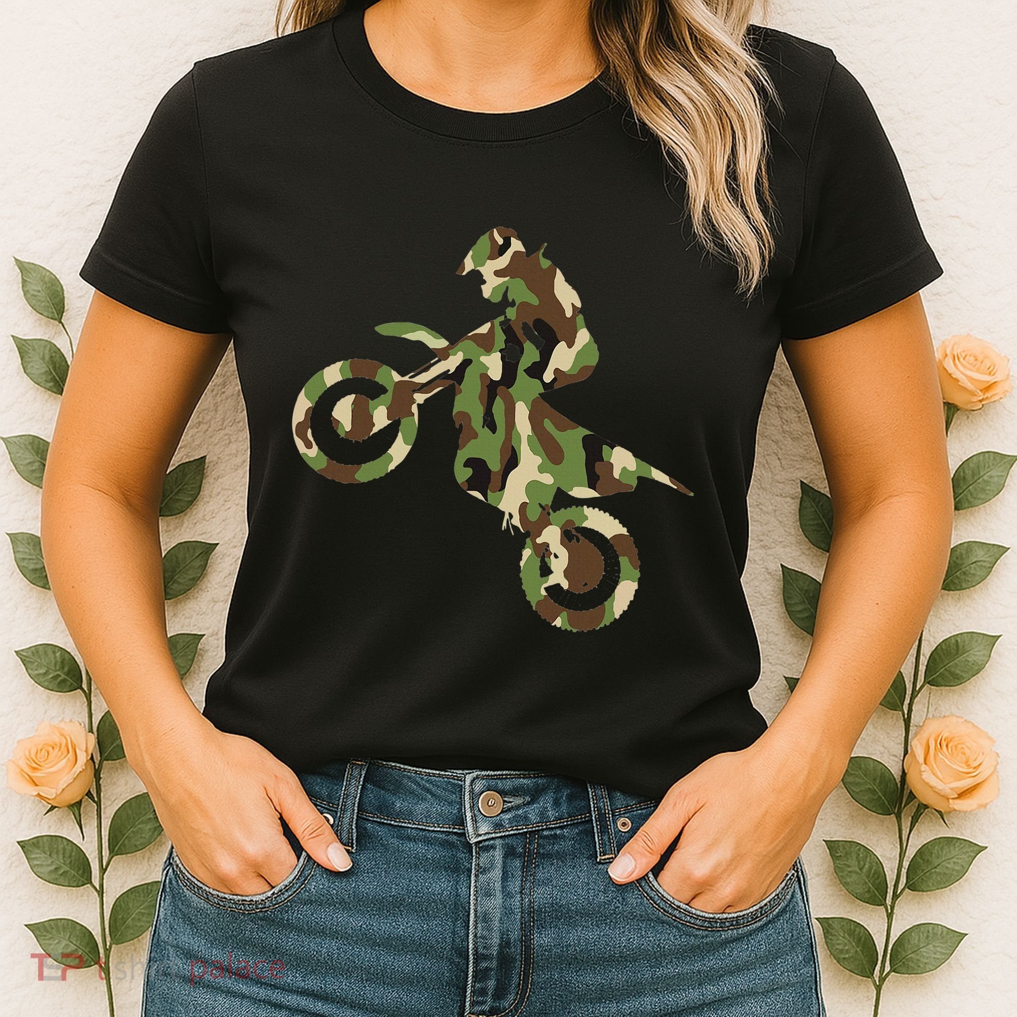 Motocross Dirt Bike Racing Camo Camouflage Women's T-Shirt