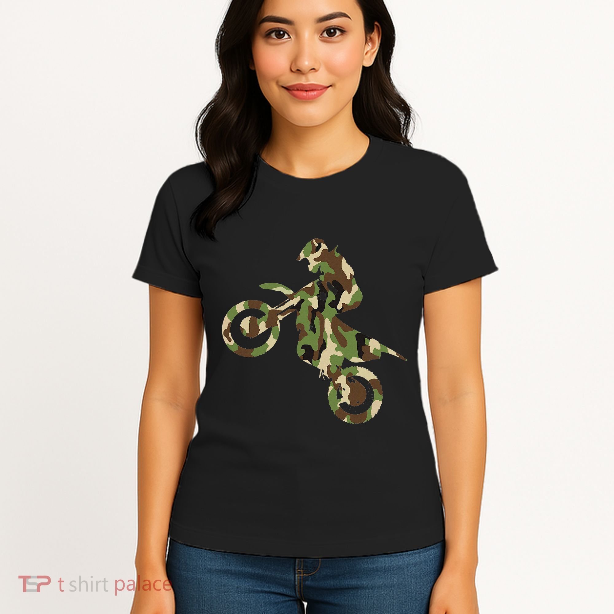 Motocross Dirt Bike Racing Camo Camouflage Women's T-Shirt