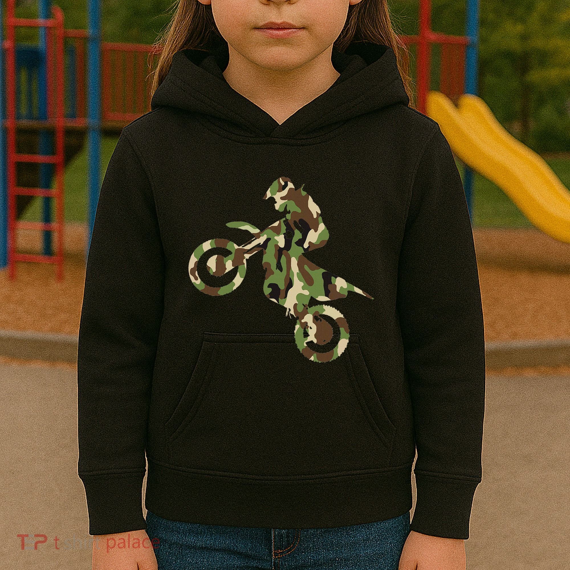 Motocross Dirt Bike Racing Camo Camouflage Kids Hoodie