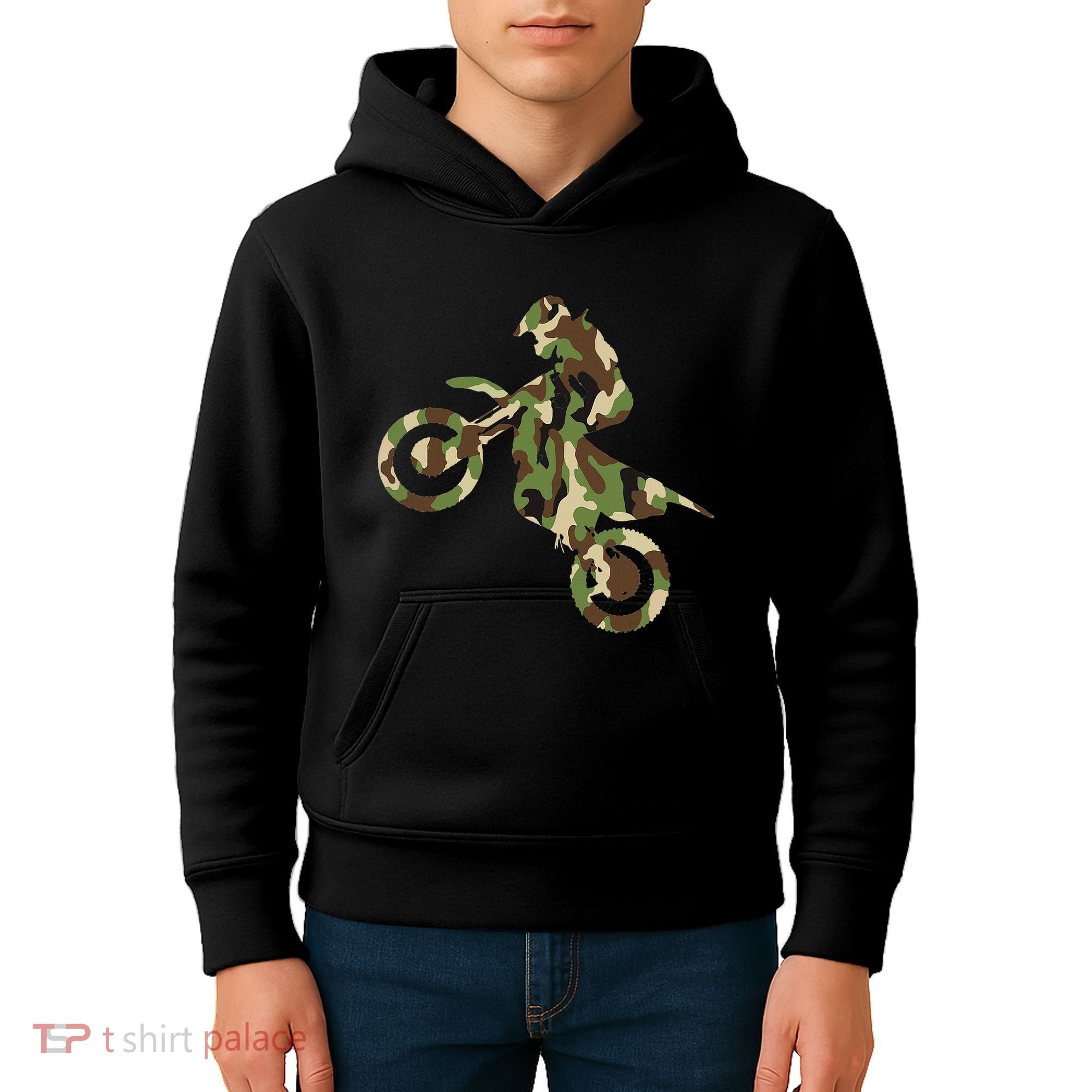 Motocross Dirt Bike Racing Camo Camouflage Kids Hoodie