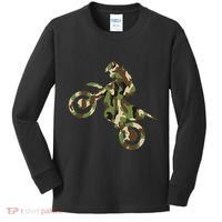 Motocross Dirt Bike Racing Camo Camouflage Kids Long Sleeve Shirt thumb 0