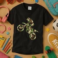 Motocross Dirt Bike Racing Camo Camouflage Kids T-Shirt thumb 3