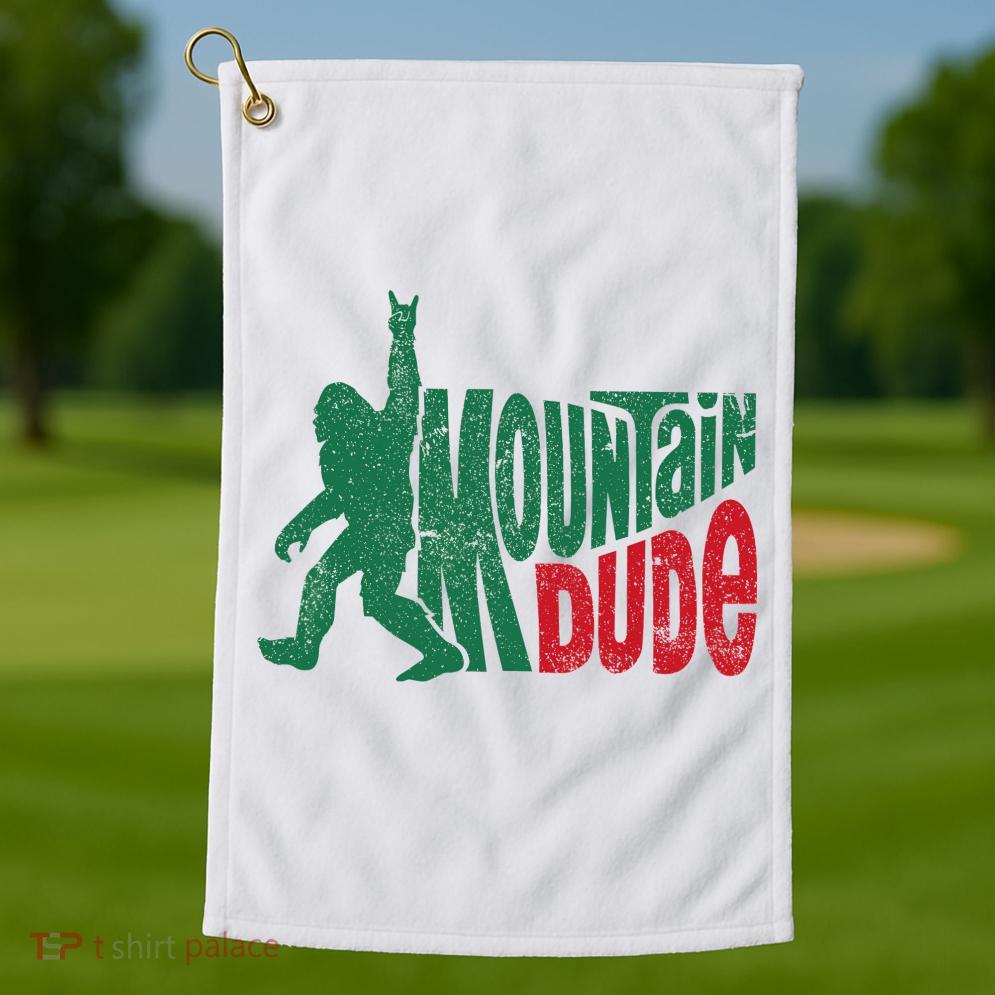 Mountain Dude Bigfoot Sasquatch Hiking Funny Golf Towel
