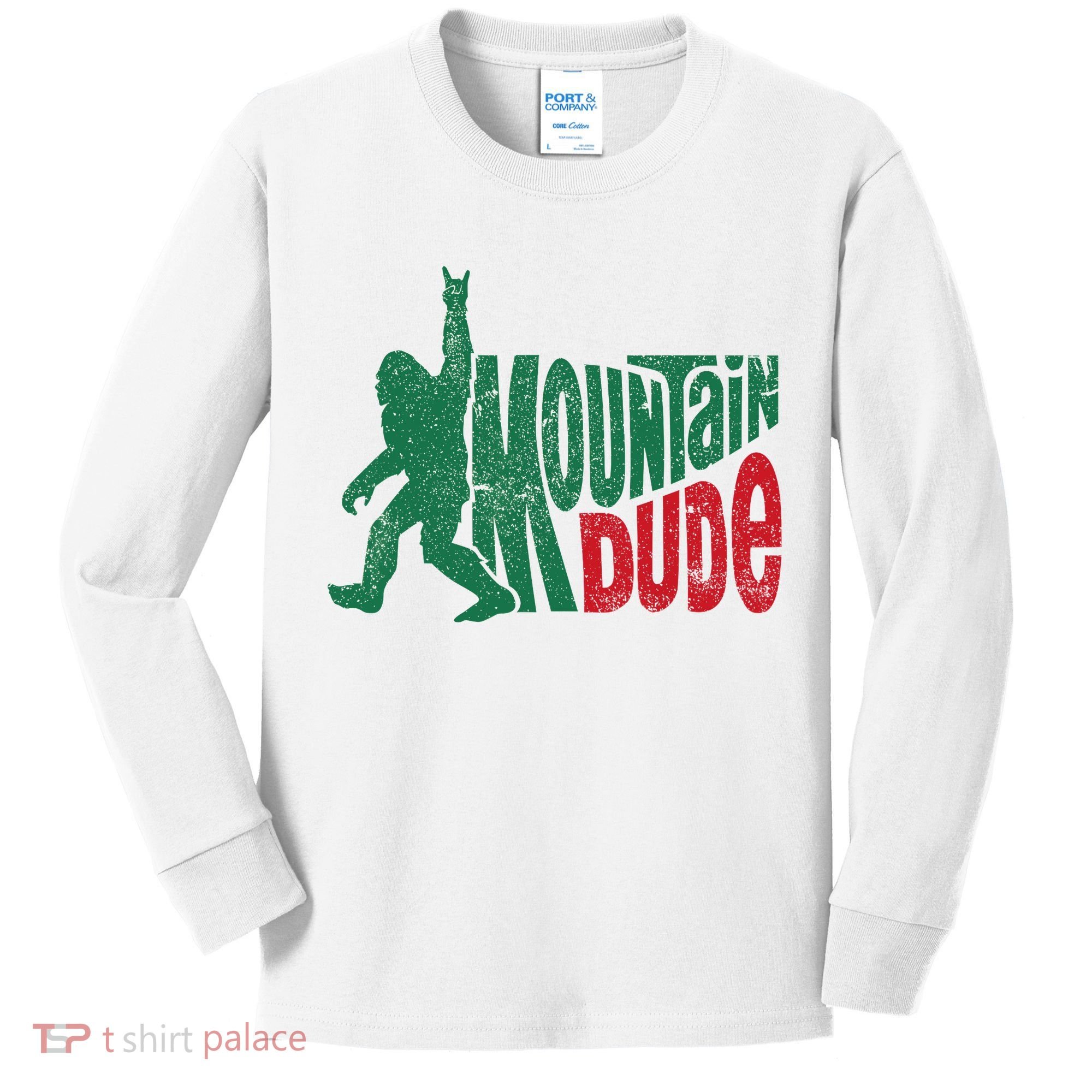 Mountain Dude Bigfoot Sasquatch Hiking Funny Kids Long Sleeve Shirt