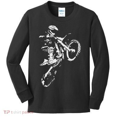 Motocross Dirt Bike Kids Long Sleeve Shirt