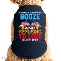 Merica Drinkin Booze And Refusing To Lose Since 1776 4th Of July USA Doggie Tank thumb 0