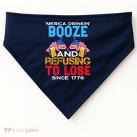 Merica Drinkin Booze And Refusing To Lose Since 1776 4th Of July USA USA-Made Doggie Bandana thumb 0