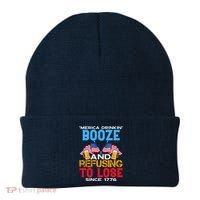 Merica Drinkin Booze And Refusing To Lose Since 1776 4th Of July USA Beanie thumb 0