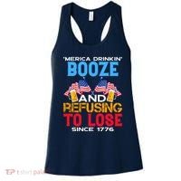 Merica Drinkin Booze And Refusing To Lose Since 1776 4th Of July USA Women's Tank Top thumb 0