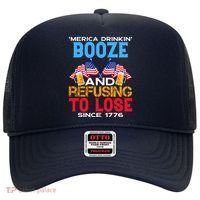 Merica Drinkin Booze And Refusing To Lose Since 1776 4th Of July USA Hat thumb 0
