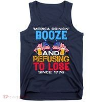 Merica Drinkin Booze And Refusing To Lose Since 1776 4th Of July USA Tank Top thumb 0