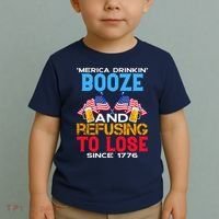 Merica Drinkin Booze And Refusing To Lose Since 1776 4th Of July USA Toddler T-Shirt thumb 2