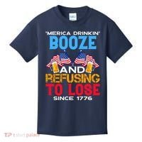 Merica Drinkin Booze And Refusing To Lose Since 1776 4th Of July USA Kids T-Shirt thumb 0