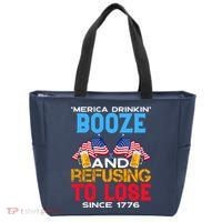 Merica Drinkin Booze And Refusing To Lose Since 1776 4th Of July USA Tote Bag thumb 0