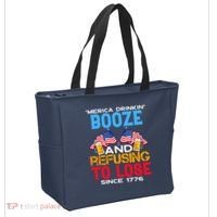 Merica Drinkin Booze And Refusing To Lose Since 1776 4th Of July USA Tote Bag thumb 2
