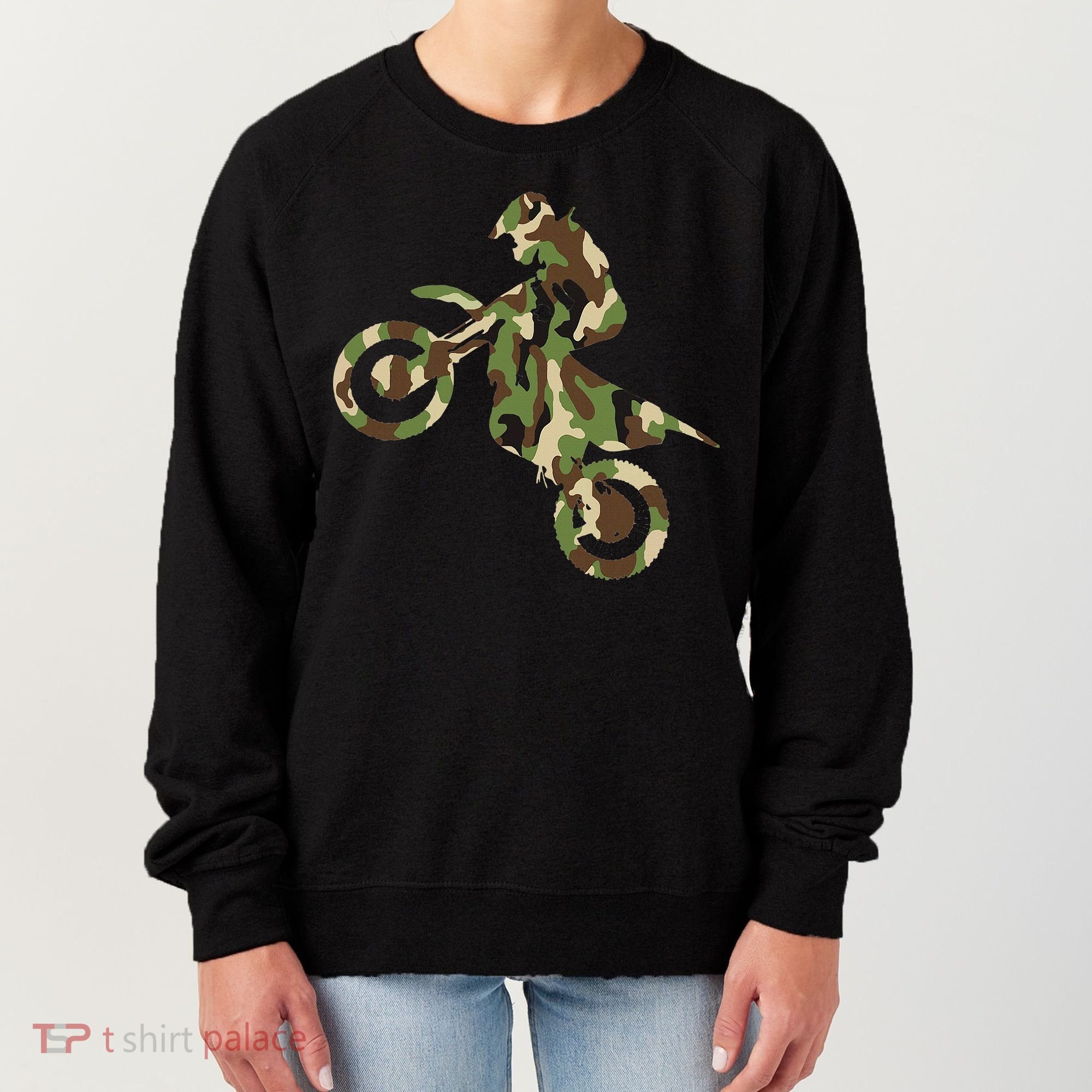 Motocross Dirt Bike Racing Camo Camouflage Women's Sweatshirt