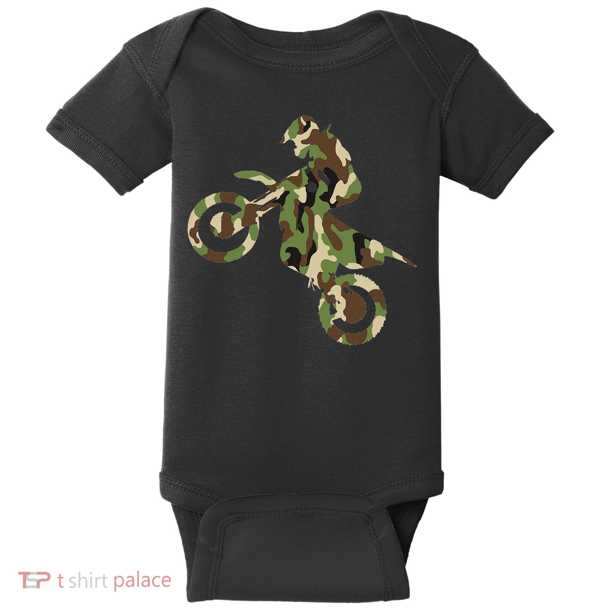 Motocross Dirt Bike Racing Camo Camouflage Baby Bodysuit